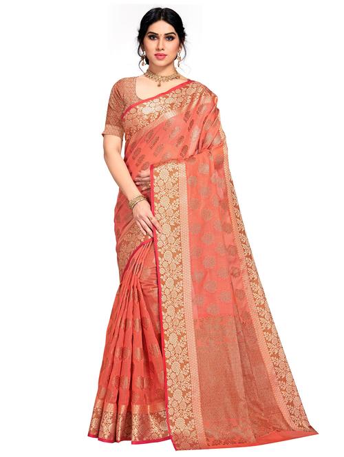 women's self design peach colored saree - 20306686 - Very Small Image - 1