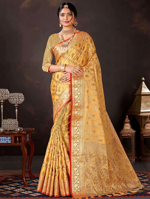 orange colored kanjivaram saree - 20306871 - Very Small Image - 1