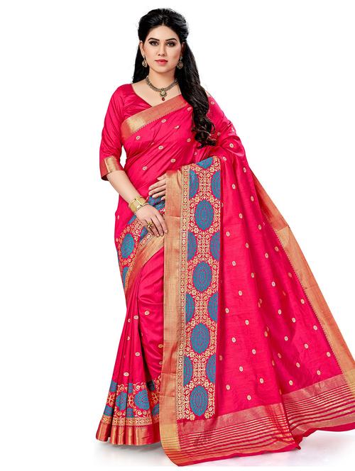 women's self design pink colored saree with blouse - 20306906 - Very Small Image - 1