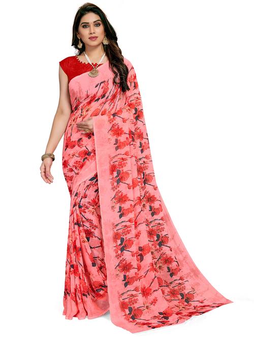 women's floral pink colored saree - 20307057 - Very Small Image - 1