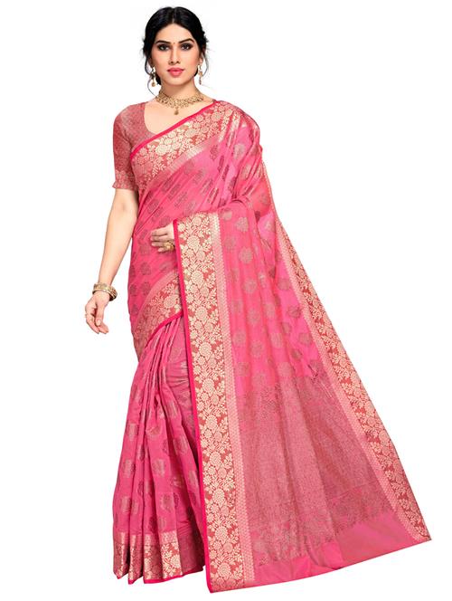 women's self design pink colored saree - 20307150 - Very Small Image - 1