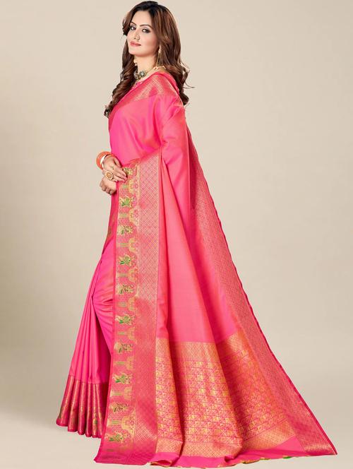women's self design pink colored saree - 20307176 - Very Small Image - 1