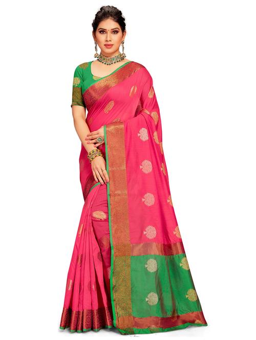women's self design pink colored saree with blouse - 20307215 - Very Small Image - 1