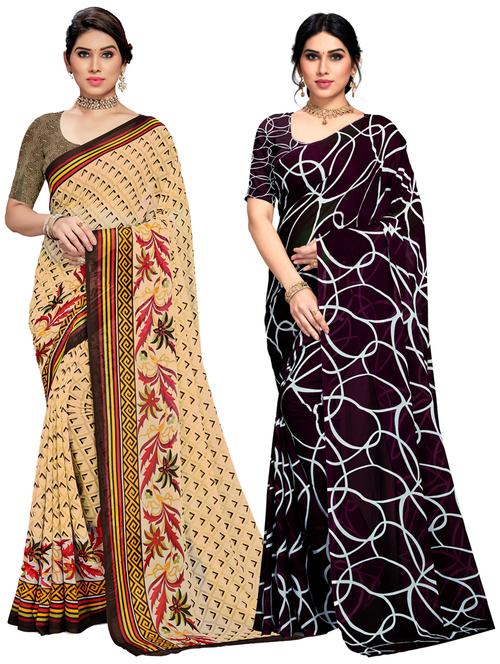 multi colored printed saree with blouse - 20307226 - Very Small Image - 1