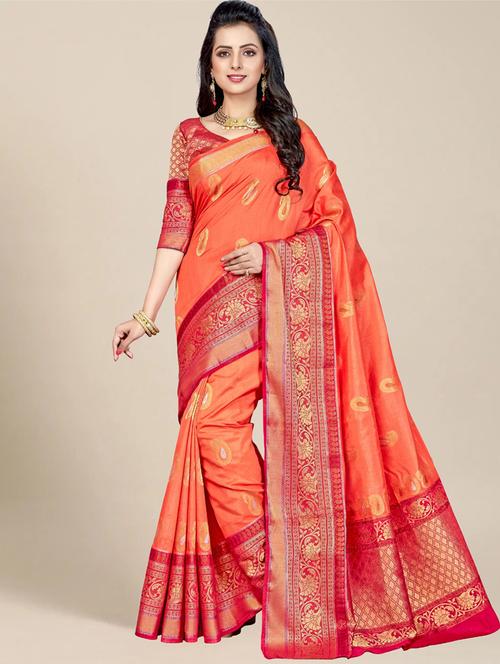 women's paisley peach colored saree - 20307250 - Very Small Image - 1