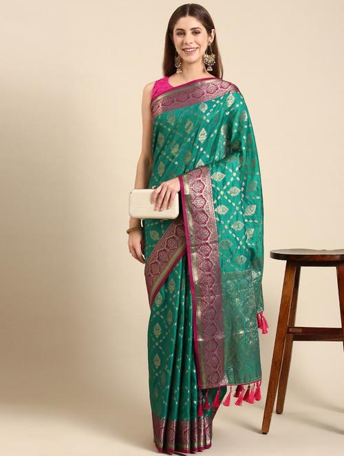 green colored kanjivaram saree with blouse - 20307295 - Very Small Image - 1