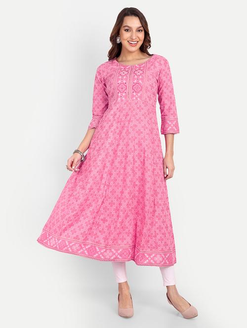 pink colored a-line kurta - 20307371 - Very Small Image - 1