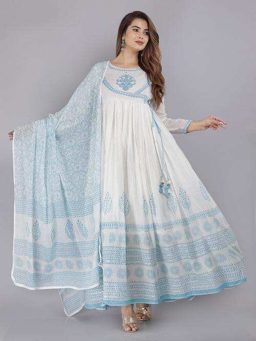 off white colored kurta dupatta set - 20307455 - Very Small Image - 1