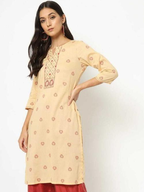 yellow colored straight kurta - 20307614 - Very Small Image - 1