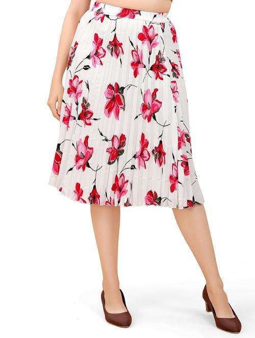 white floral pleated skirt - 20307677 - Very Small Image - 1