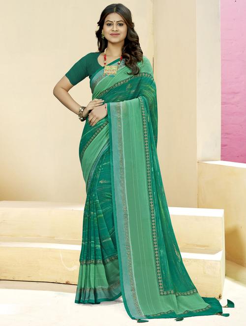 green colored embellished saree with blouse - 20307860 - Very Small Image - 1