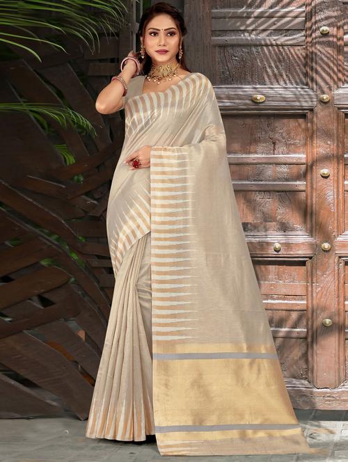 beige colored southern silk saree - 20307890 - Very Small Image - 1