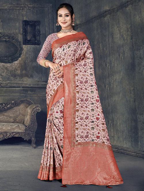beige colored bordered saree with blouse - 20307912 - Very Small Image - 1
