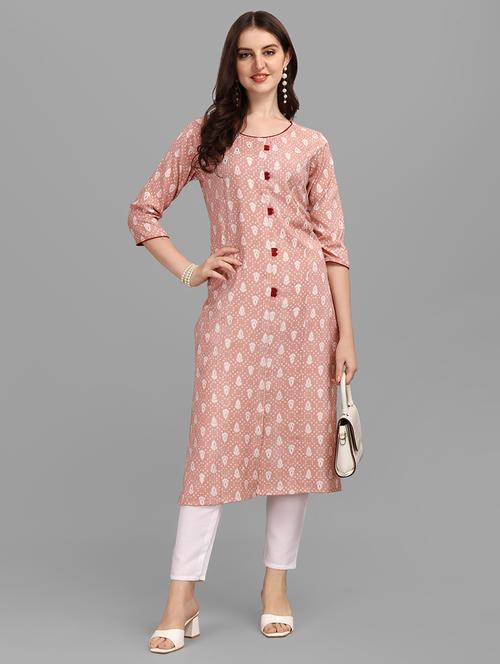 beige colored straight kurta - 20308052 - Very Small Image - 1