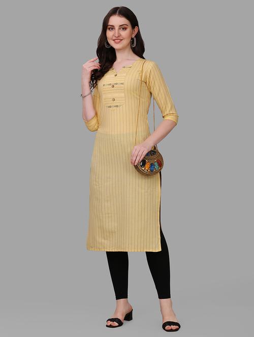 yellow colored straight kurta - 20308063 - Very Small Image - 1