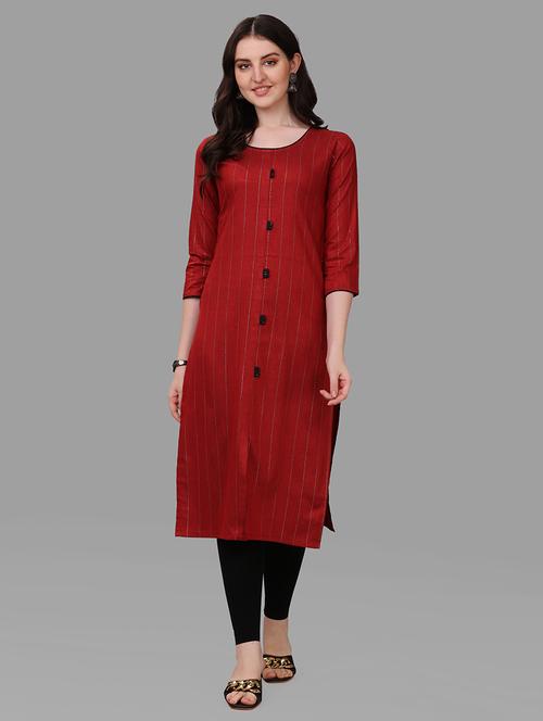 maroon colored straight kurta - 20308071 - Very Small Image - 1