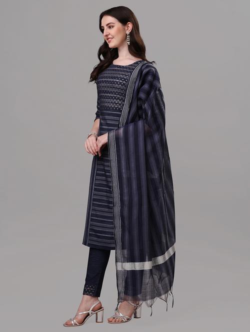 navy blue colored kurta pant set - 20308095 - Very Small Image - 1