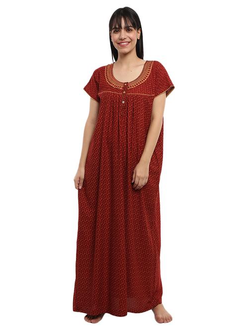 women printed short sleeve nighty - 20308530 - Very Small Image - 1