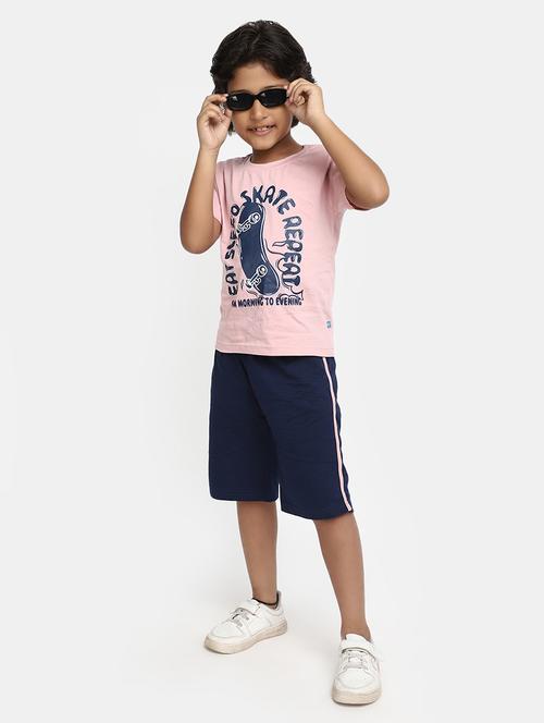 pink typography printed shorts sets - 20308666 - Very Small Image - 1