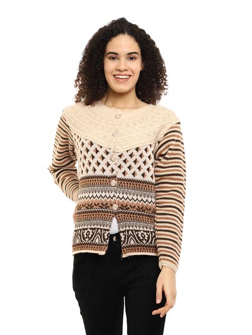 brown acrylic printed cardigan - 20308871 - Very Small Image - 1