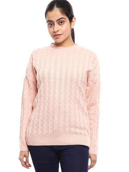 women long sleeved self design pullover - 20309015 - Very Small Image - 1