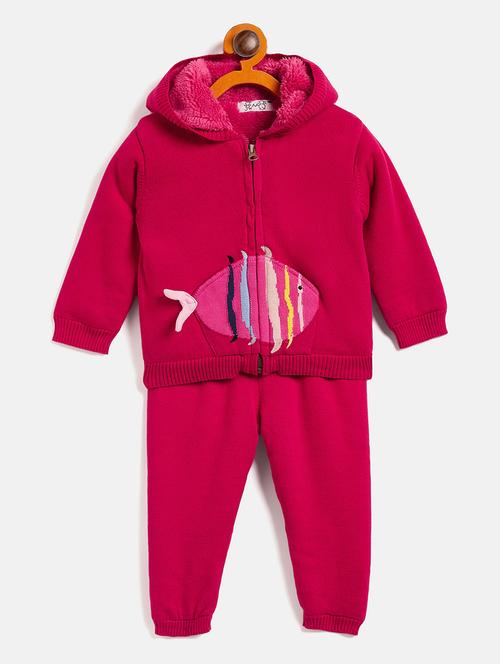 unisex pink hooded top and bottom full length set - 20309244 - Very Small Image - 1