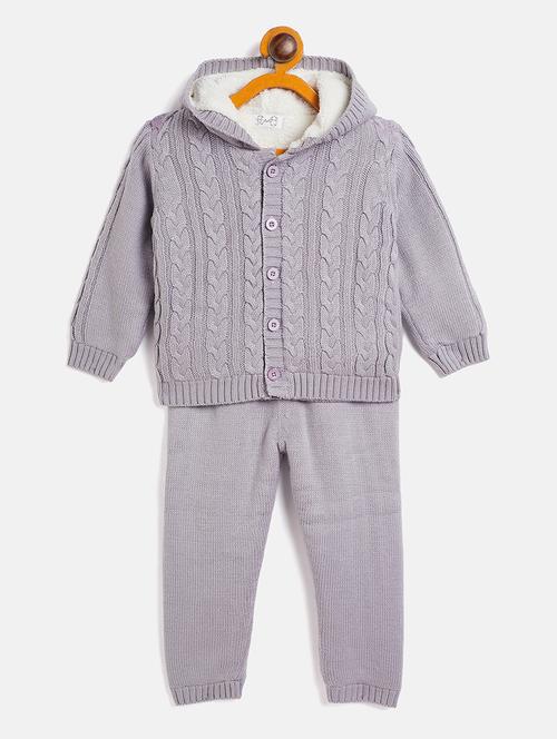 unisex grey hooded top and bottom full length set - 20309247 - Very Small Image - 1