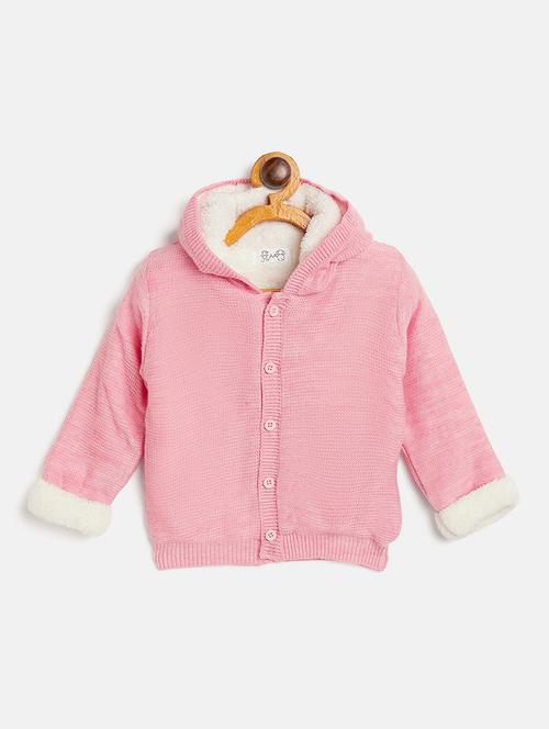 unisex pink solid hooded sweater - 20309270 - Very Small Image - 1