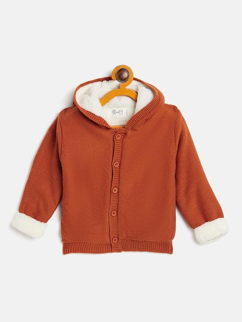 unisex brown solid hooded sweater - 20309272 - Very Small Image - 1