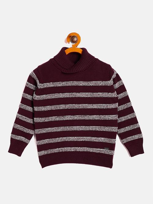 unisex purple striped turtle neck sweater - 20309278 - Very Small Image - 1