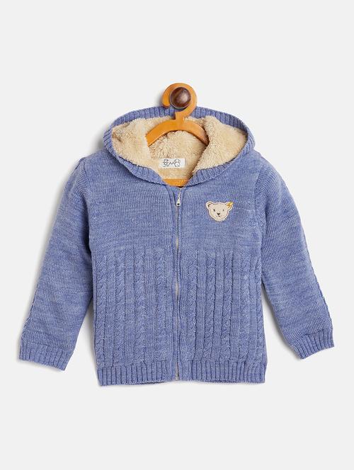 unisex light blue solid hooded sweater - 20309280 - Very Small Image - 1