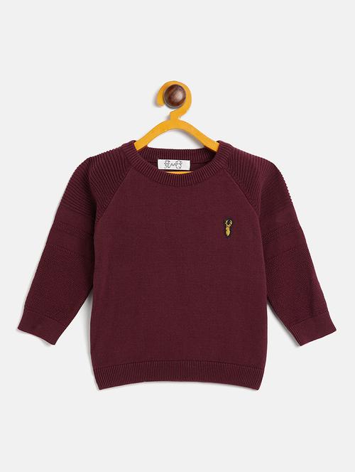 unisex purple solid round neck sweater - 20309300 - Very Small Image - 1