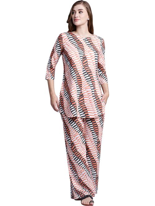 brown abstract print co-ord set - 20309430 - Very Small Image - 1