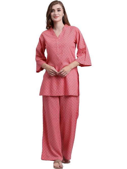 coral check print co-ord set - 20309434 - Very Small Image - 1