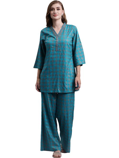 teal gold print co-ord set - 20309435 - Very Small Image - 1