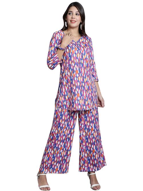 v neck abstract print co-ord set - 20309438 - Very Small Image - 1