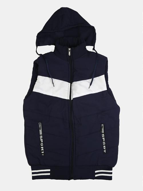 navy blue color block quilted jacket - 20310307 - Very Small Image - 1