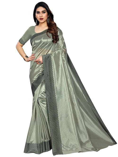 silver colored bordered saree with blouse - 20310919 - Very Small Image - 1