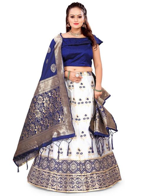 navy blue colored flared lehenga - 20312133 - Very Small Image - 1