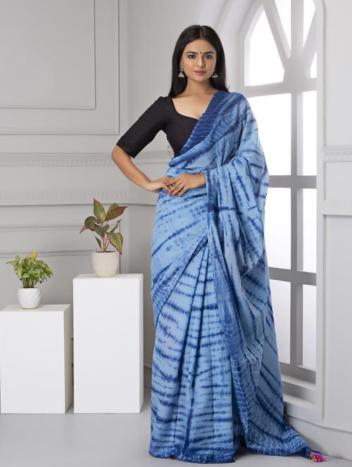 light blue colored printed saree - 20312507 - Very Small Image - 1