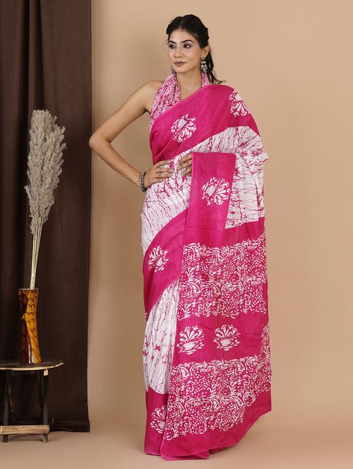 pink colored printed saree with blouse - 20312692 - Very Small Image - 1