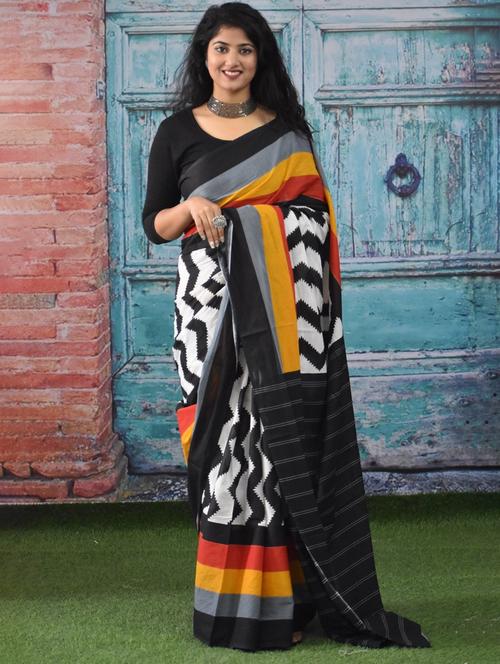 white colored printed saree - 20312911 - Very Small Image - 1