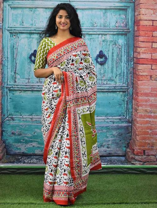 multi colored printed saree with blouse - 20313199 - Very Small Image - 1