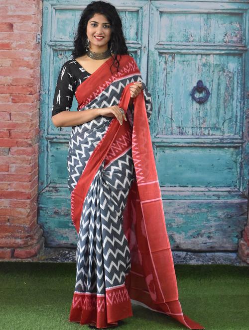 multi colored printed saree with blouse - 20313210 - Very Small Image - 1