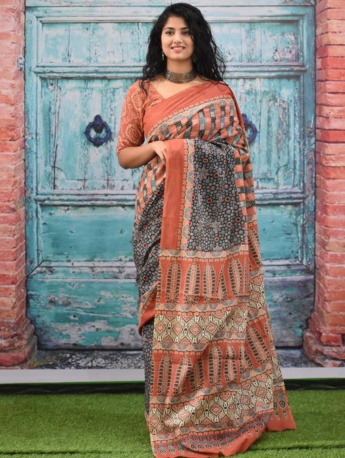 multi colored printed saree with blouse - 20313438 - Very Small Image - 1