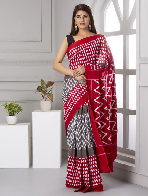 multi colored chevron printed saree - 20313576 - Very Small Image - 1
