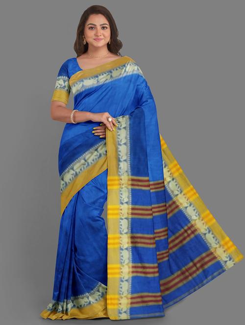 blue colored bordered saree - 20314651 - Very Small Image - 1