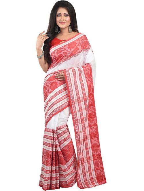 white colored jamdani saree with blouse - 20314727 - Very Small Image - 1