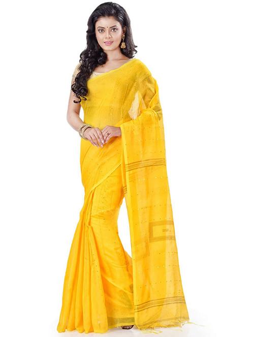 yellow colored printed saree - 20314786 - Very Small Image - 1
