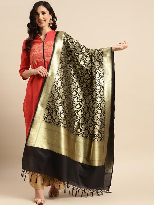 zari work banarasi dupatta - 20315812 - Very Small Image - 1